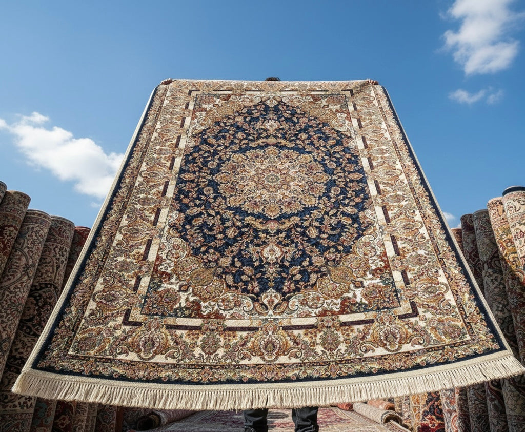 Royal Navy Blue Floral Irani Rugs