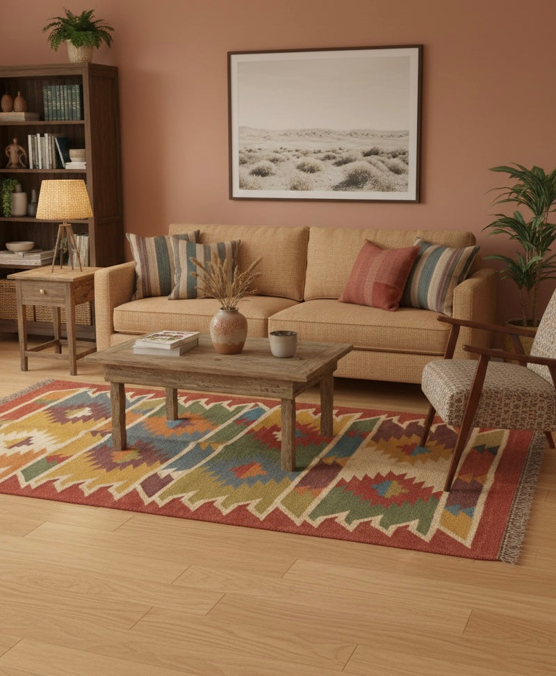Handwoven Kilim in Autumn Harvest