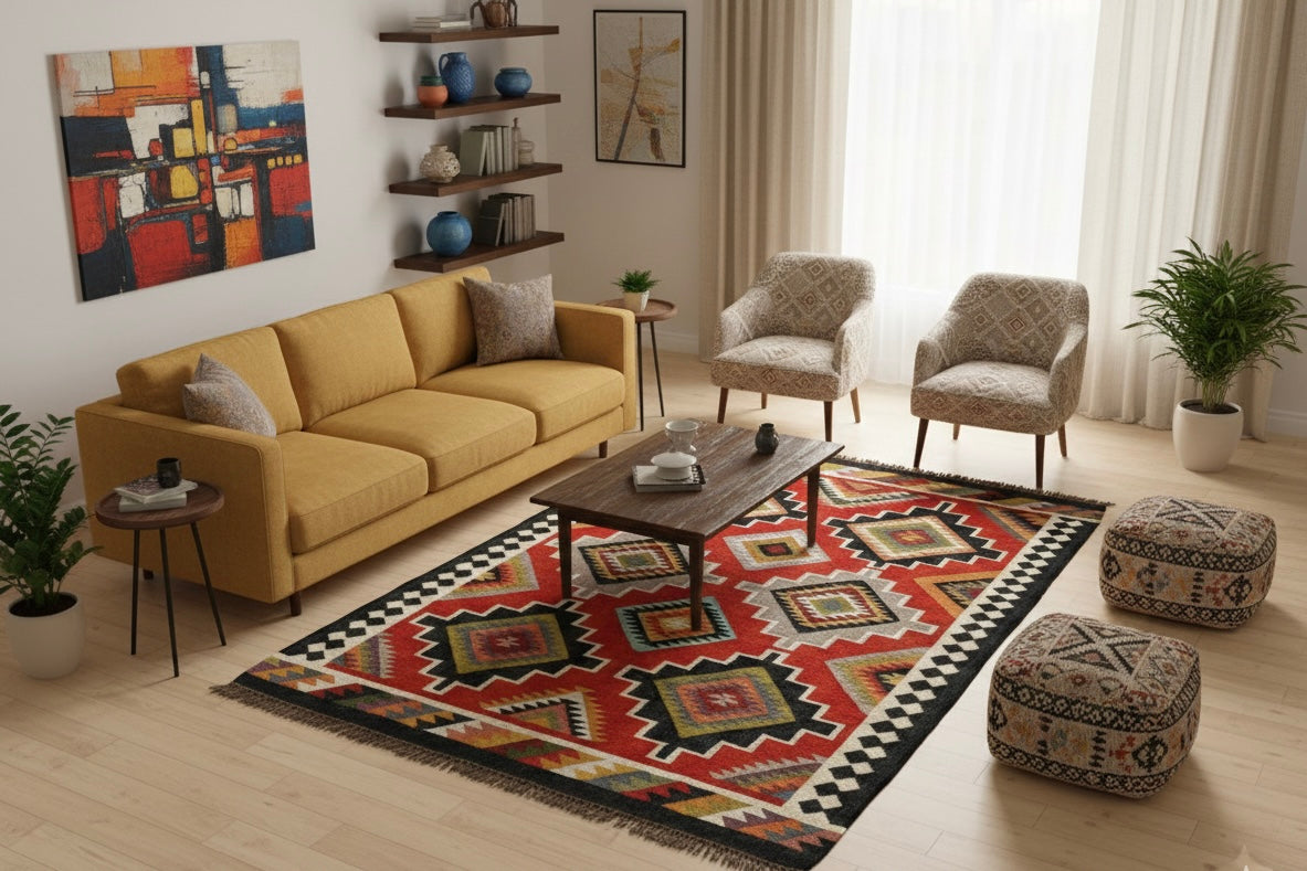 Geometric Tribal Kilim Rug