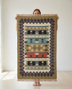 Hand-Woven Geometric Tribal Kilim