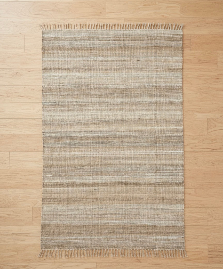 Earth-Toned Jute Fringe Rug