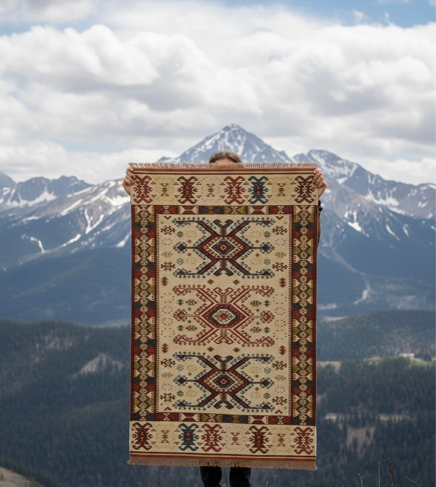 Medallion Cream and Terracota kilim