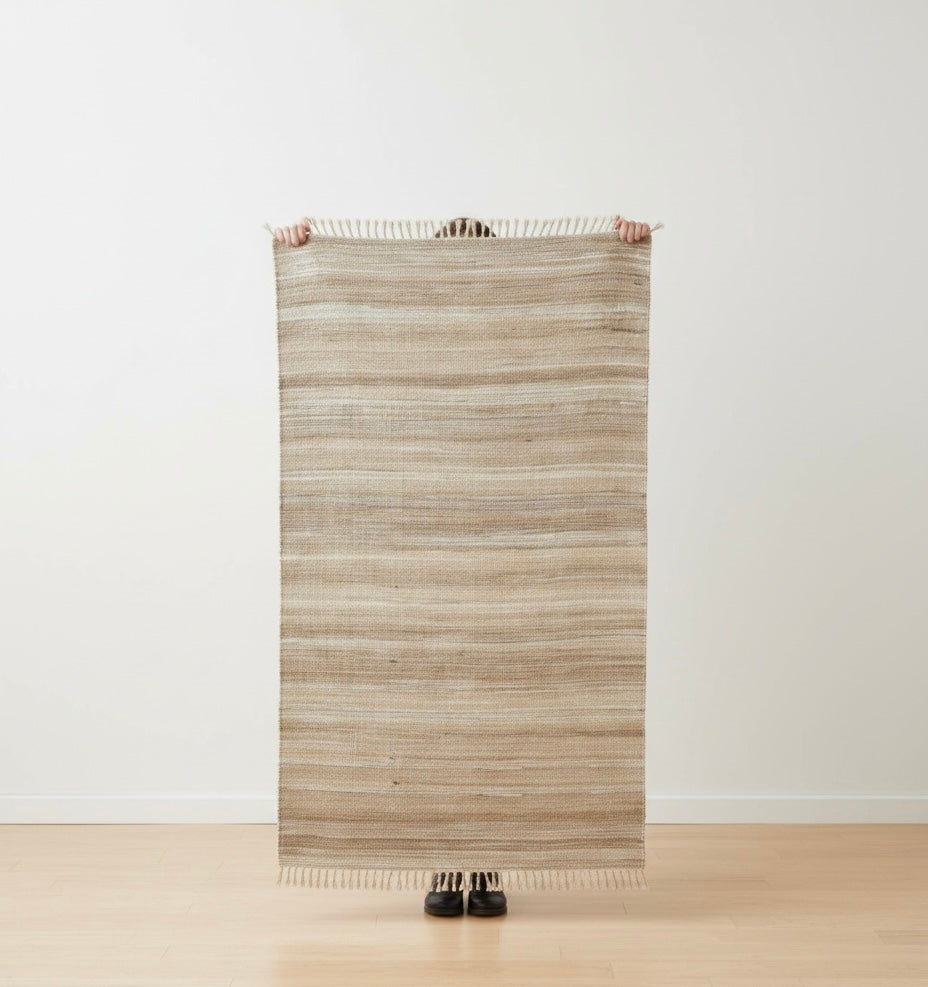 Earth-Toned Jute Fringe Rug