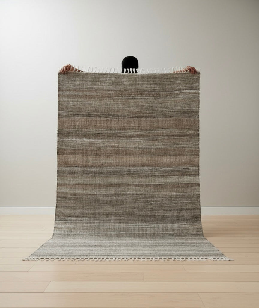 Linear neutral Jute Rugs
