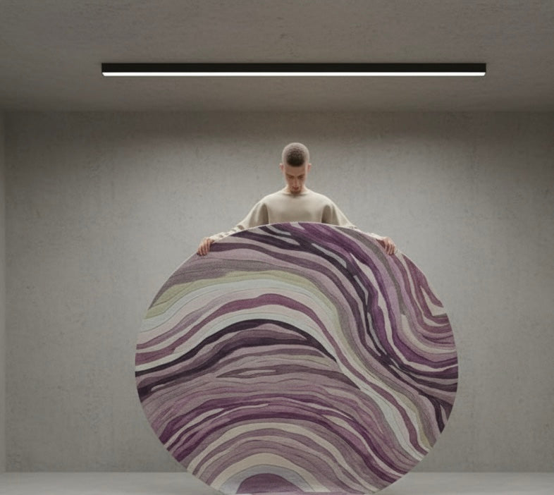 Abstract Overlap Round Rugs