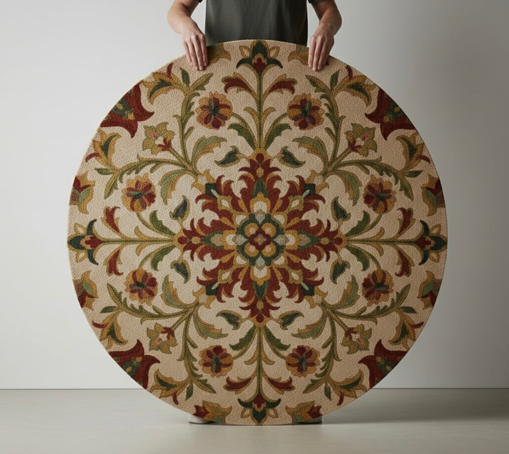 Floral Mandala Circular Rug