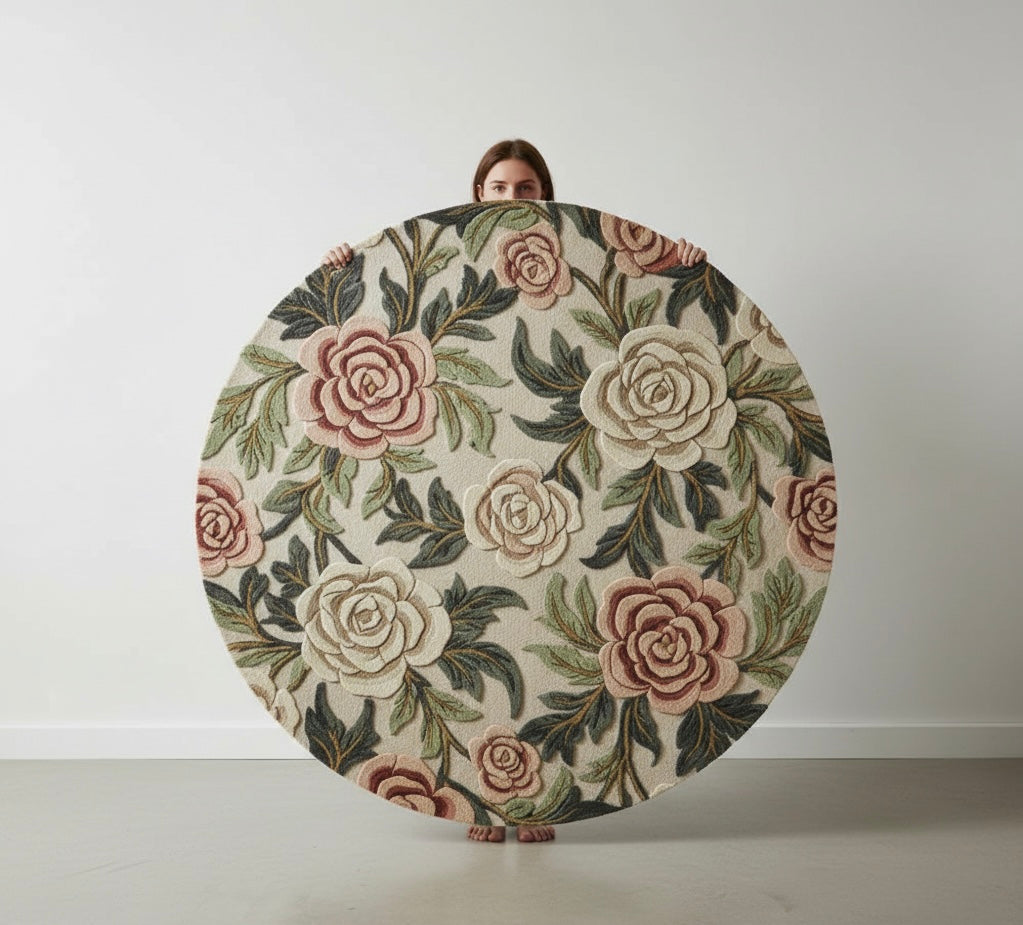 Vintage Rose Hand-Tufted Round Rug