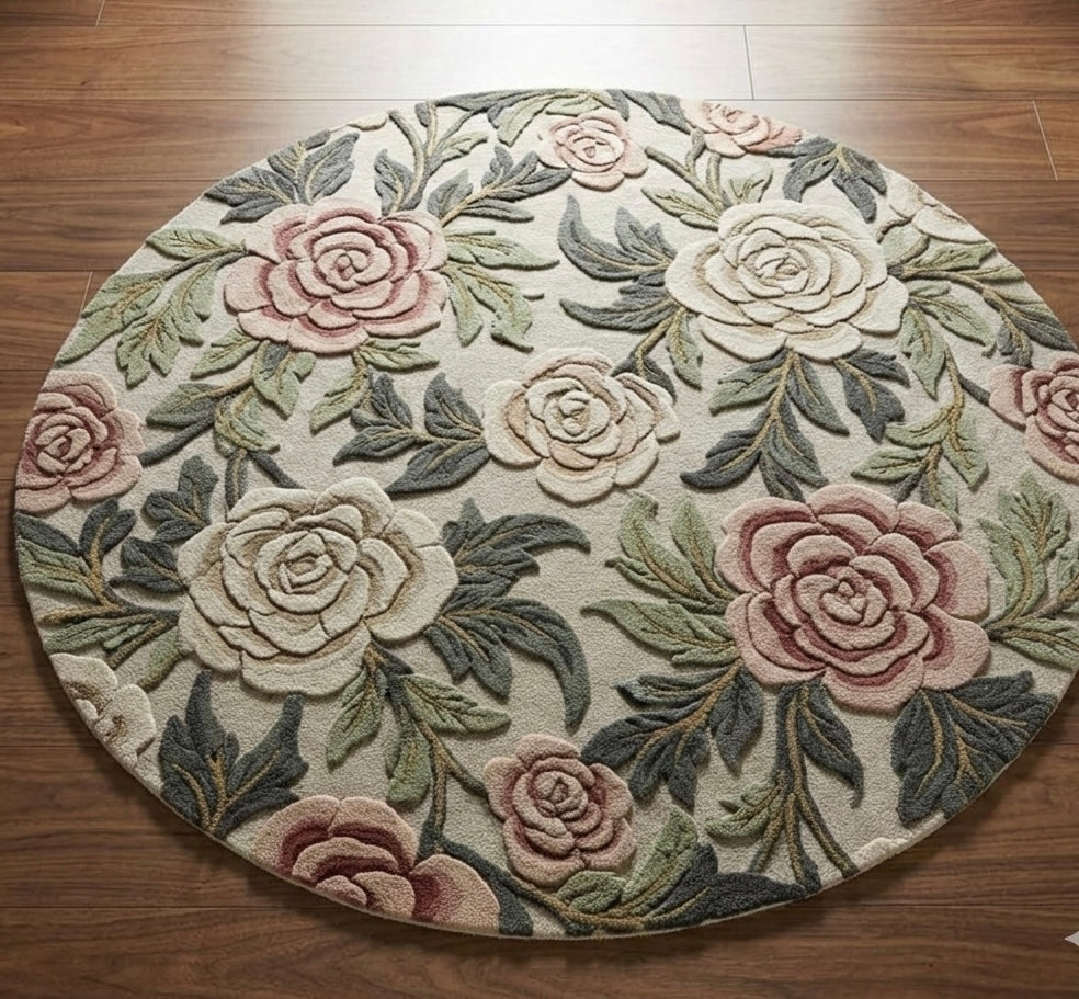 Vintage Rose Hand-Tufted Round Rug