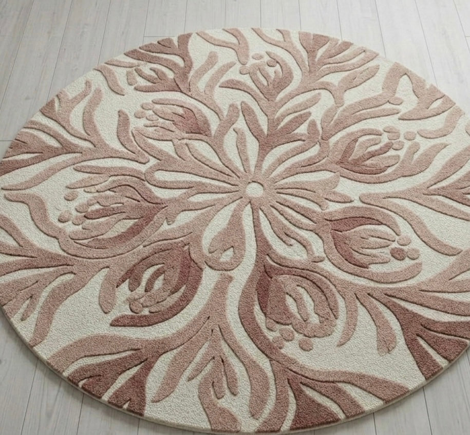 Floral Mandala Hand-Tufted Round Rug
