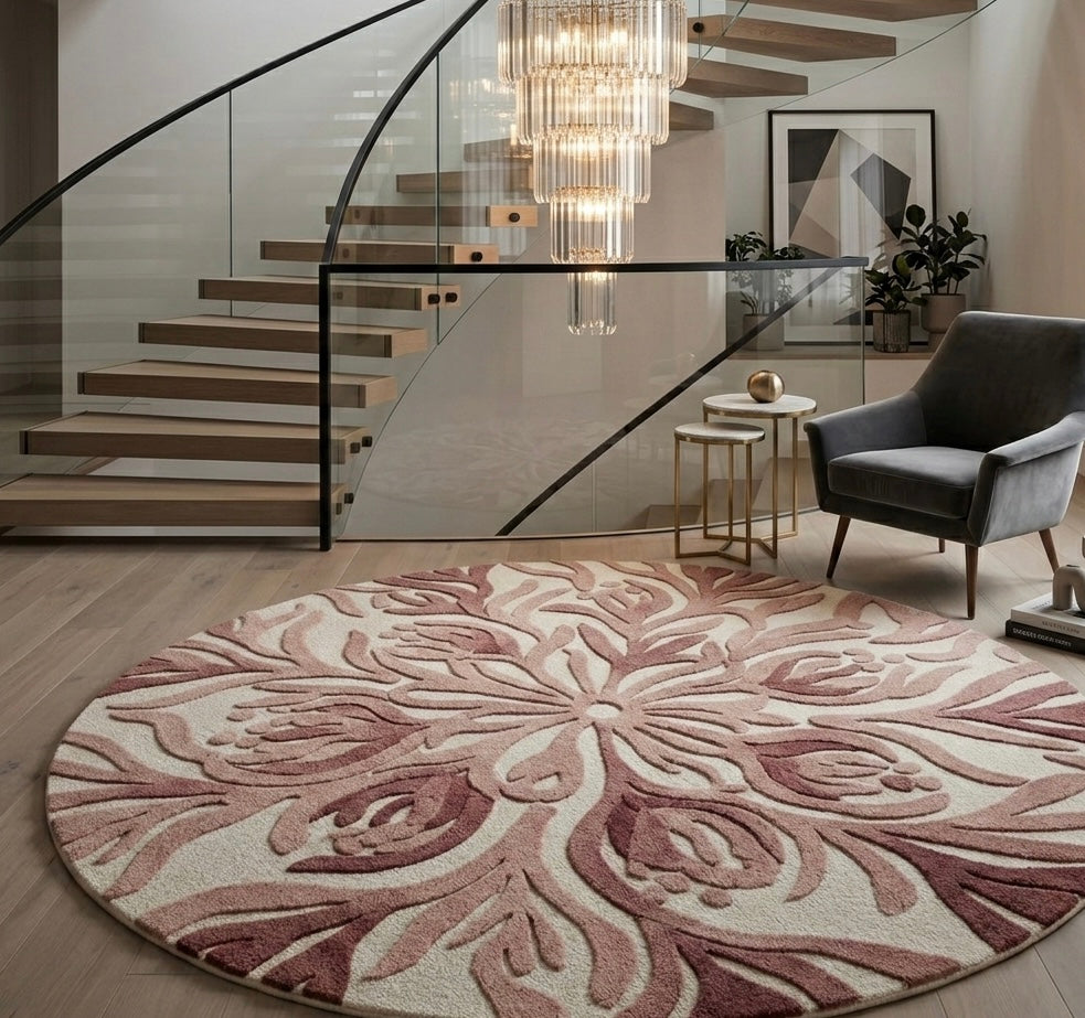 Floral Mandala Hand-Tufted Round Rug
