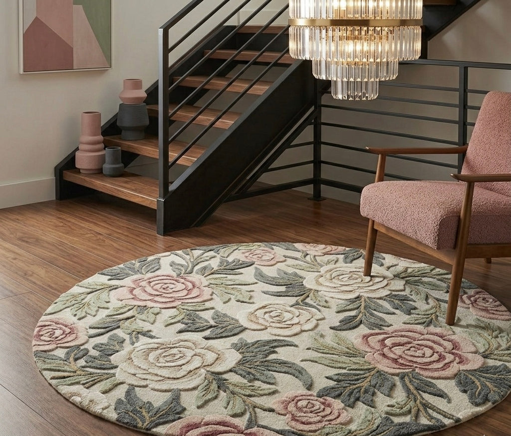 Vintage Rose Hand-Tufted Round Rug