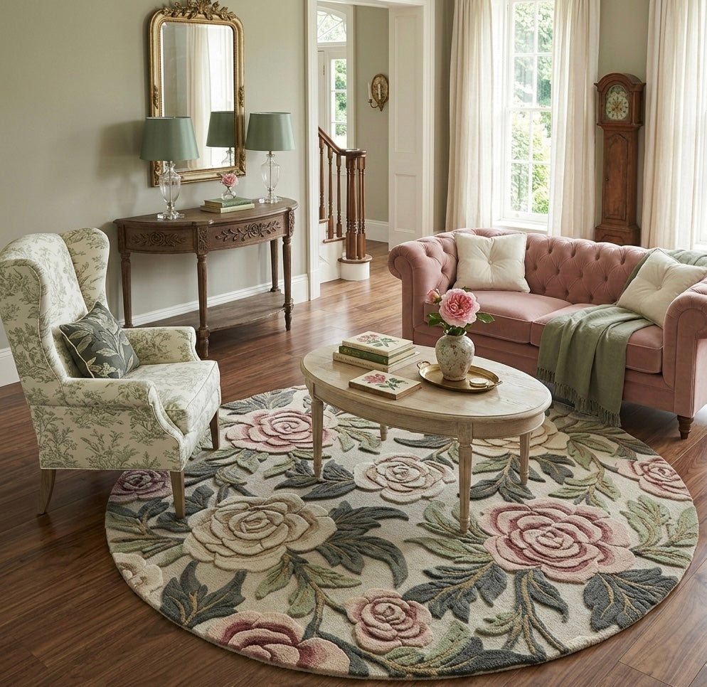 Vintage Rose Hand-Tufted Round Rug
