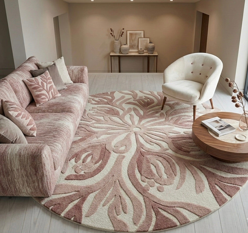 Floral Mandala Hand-Tufted Round Rug