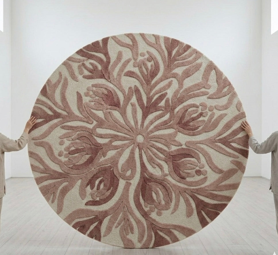 Floral Mandala Hand-Tufted Round Rug