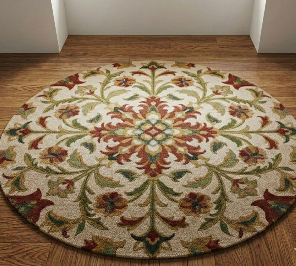 Floral Mandala Circular Rug