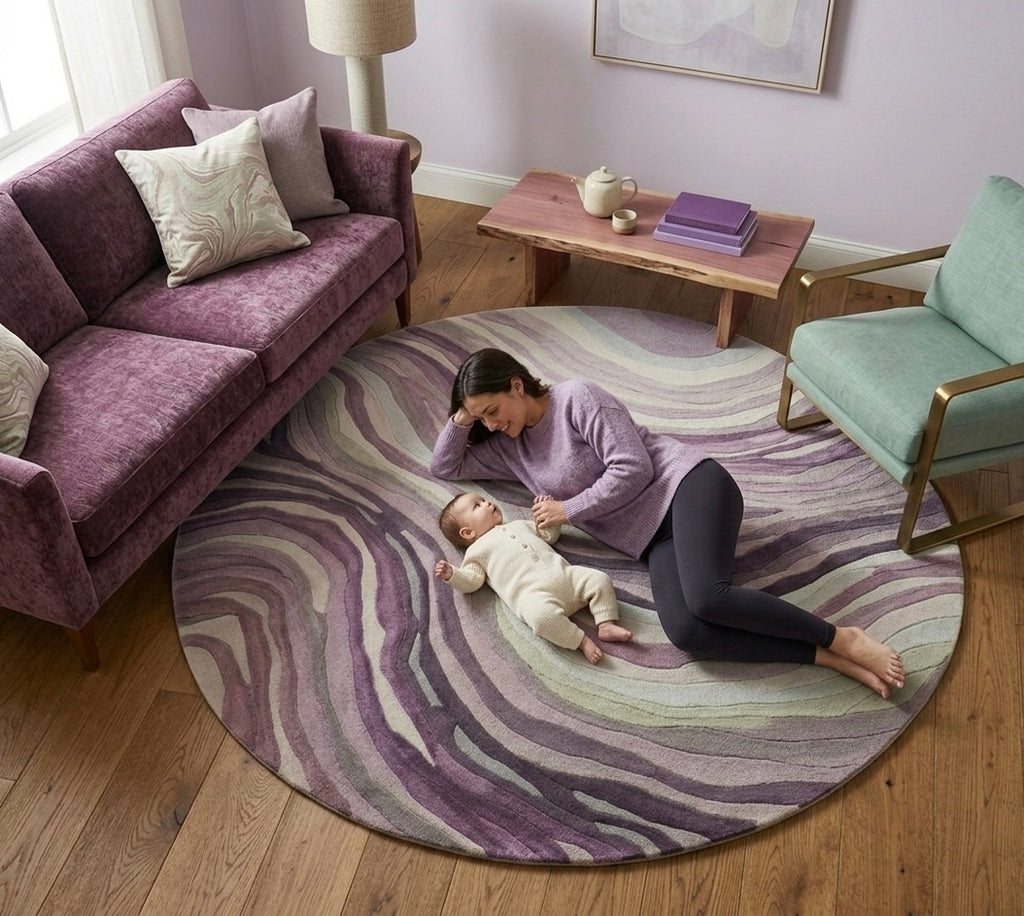 Abstract Overlap Round Rugs