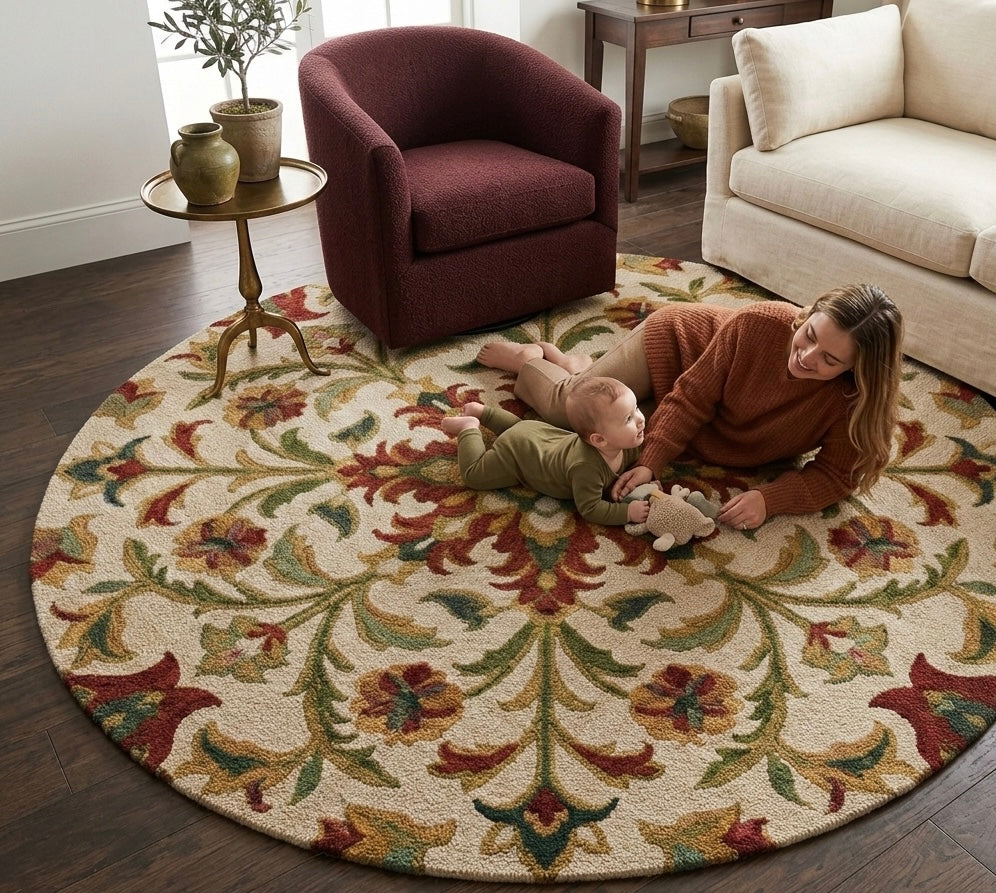 Floral Mandala Circular Rug