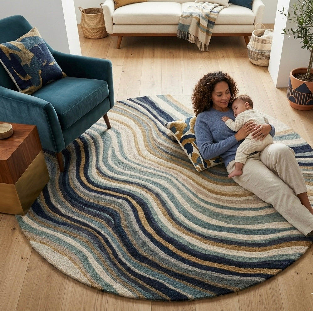 Modern flow Round Rugs