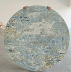 Distressed Blue and Sand Circular Area Rug