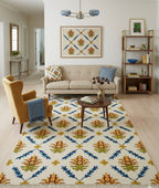 Vibrant Diamond Trellis Kilim-Style Rug