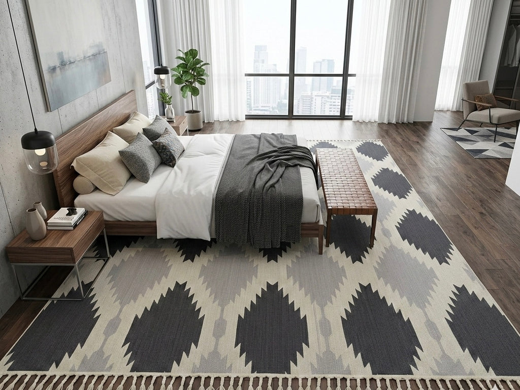 Geometric Diamond Flatweave Dhurrie Rugs