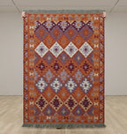 Vibrant Geometric Diamond Kilim Rug
