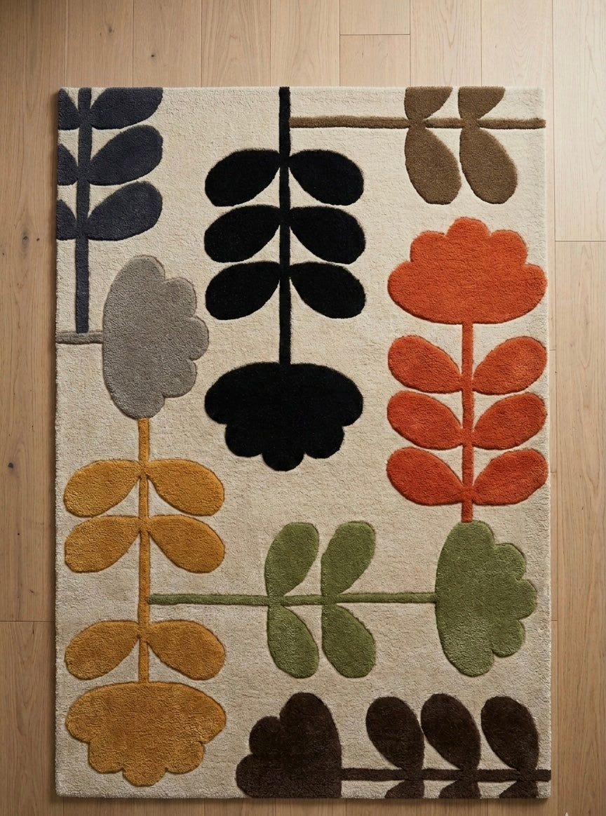 Earth-Tone Flora Handtufted Rugs