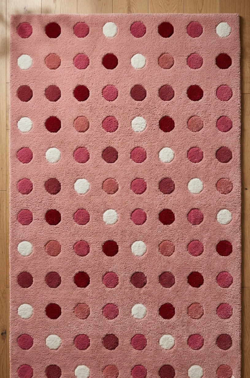 Blush Berry Polka Dot Handtufted Rugs
