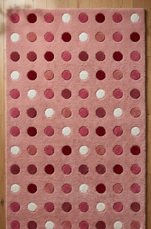 Blush Berry Polka Dot Handtufted Rugs