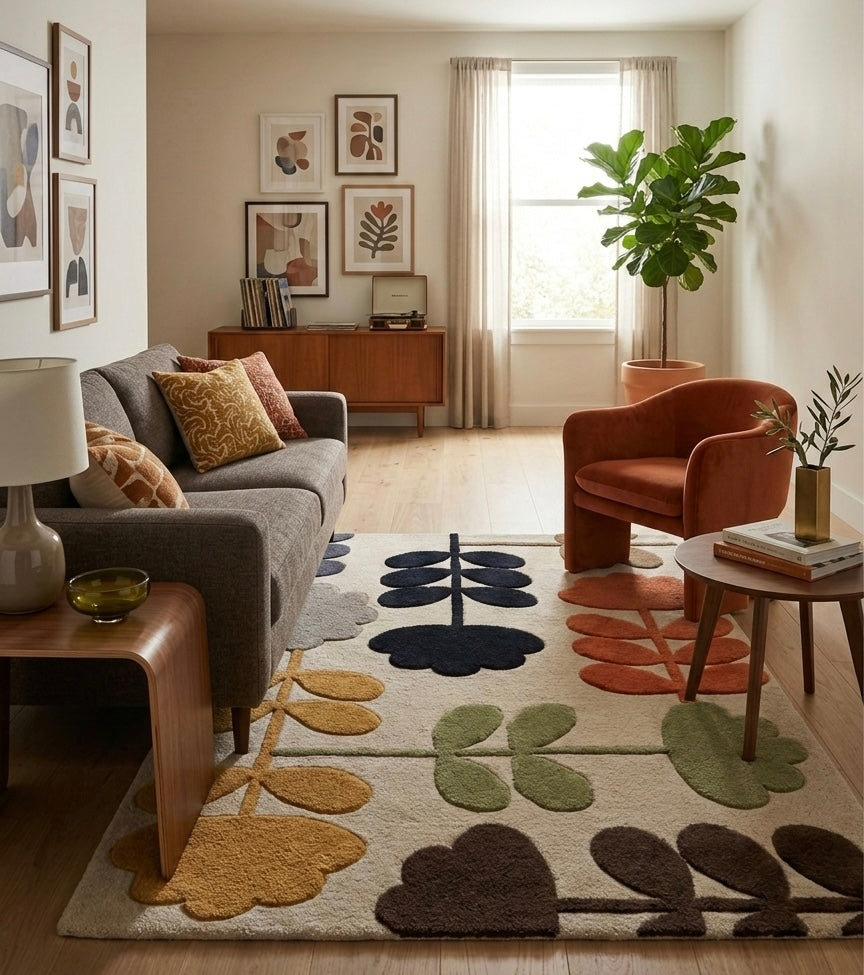 Earth-Tone Flora Handtufted Rugs