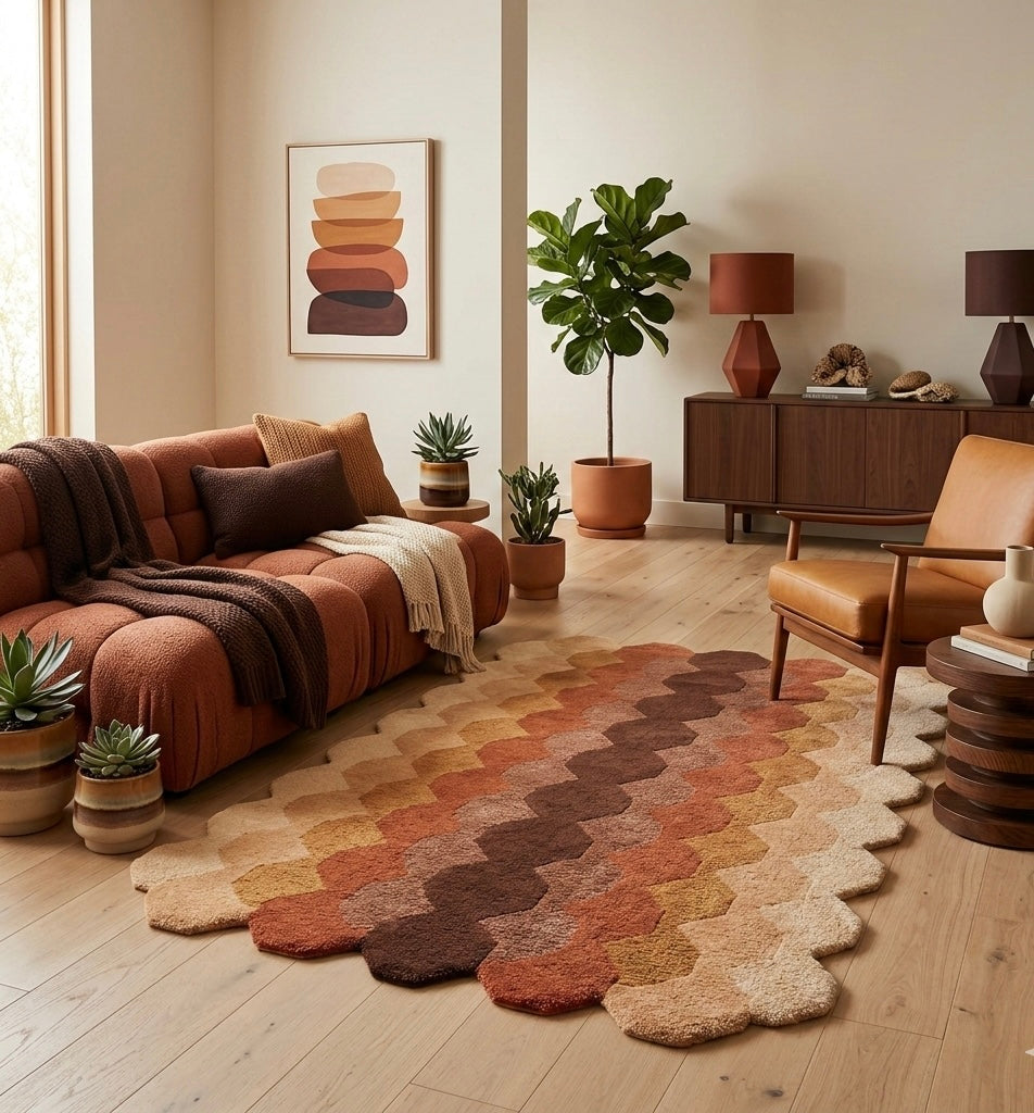The Honeycomb Ombré Irregular Rugs