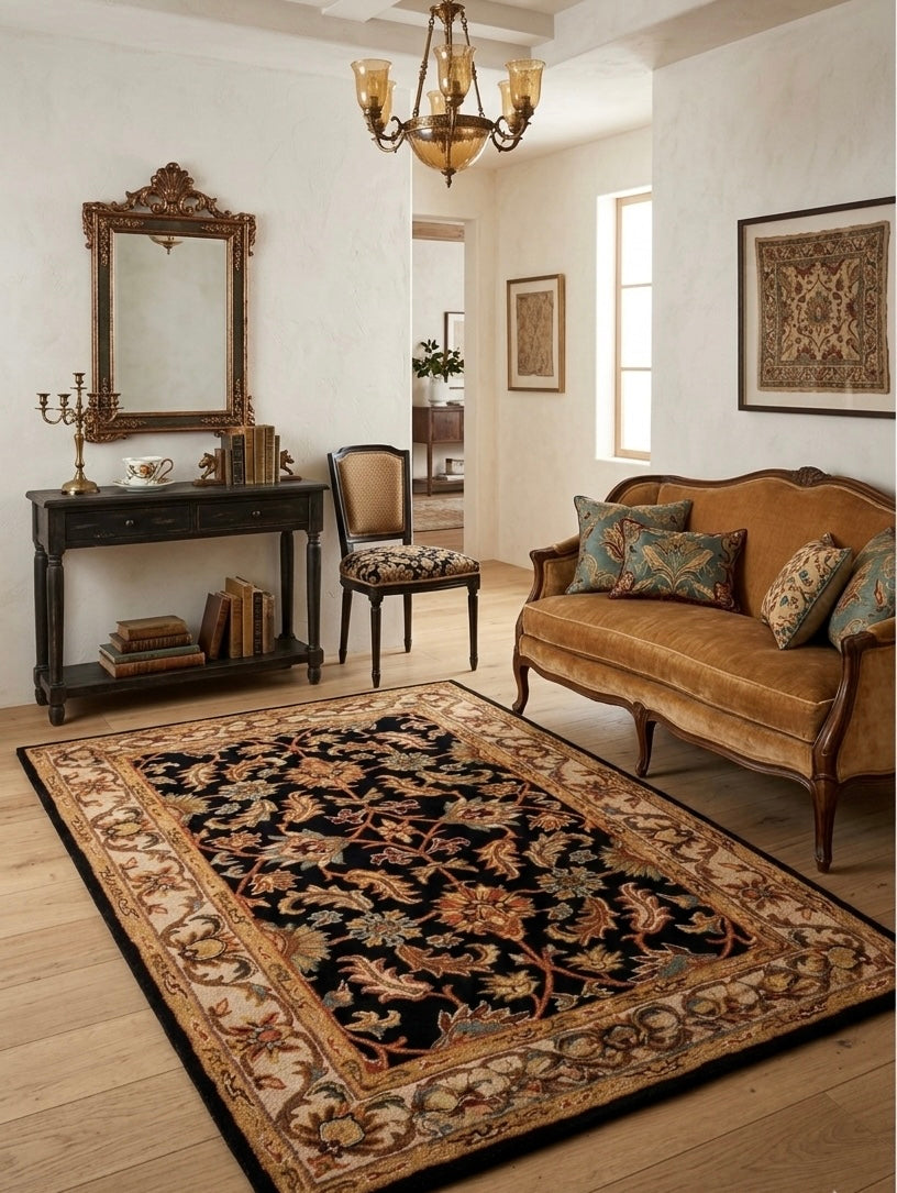 Ornate Midnight Bloom Handtufted Rugs