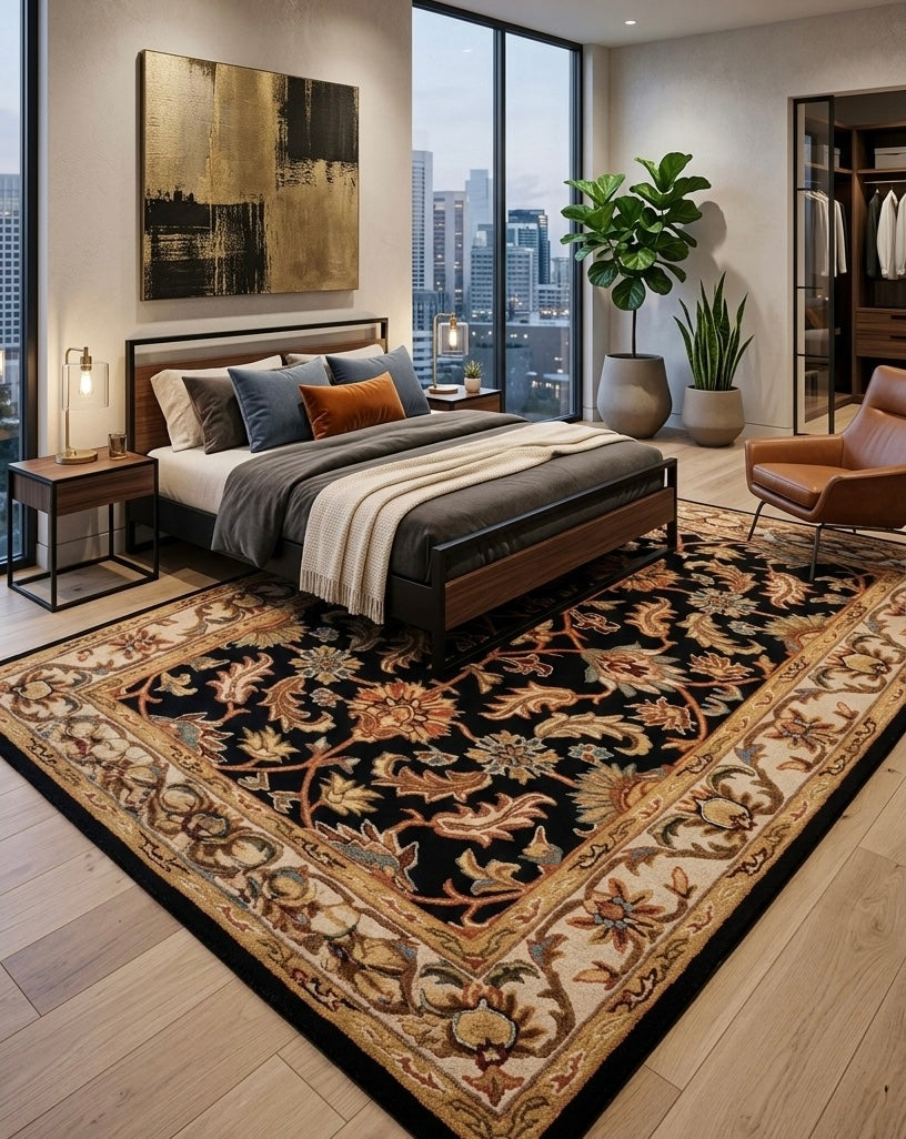 Ornate Midnight Bloom Handtufted Rugs
