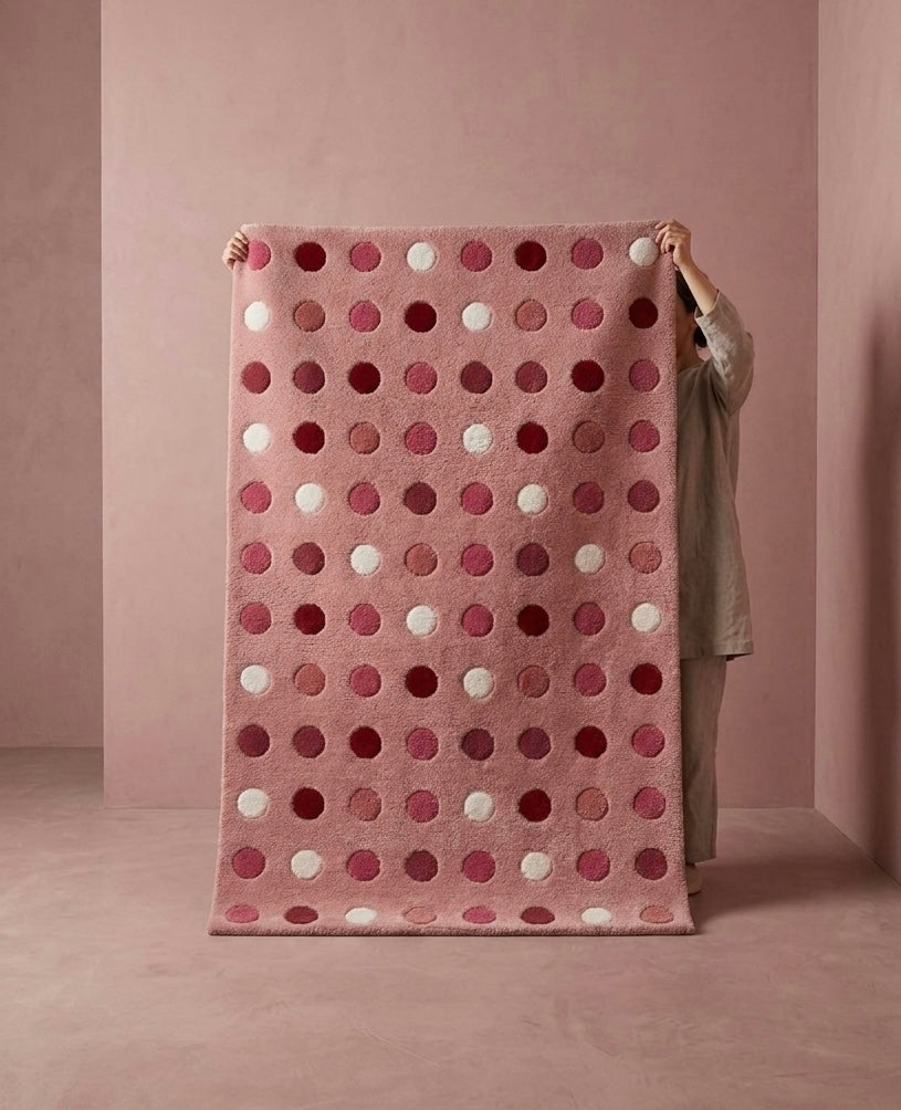 Blush Berry Polka Dot Handtufted Rugs