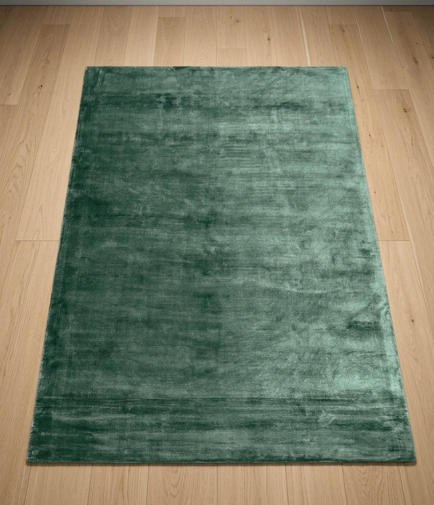 Emerald green Viscose Handtufted Rugs