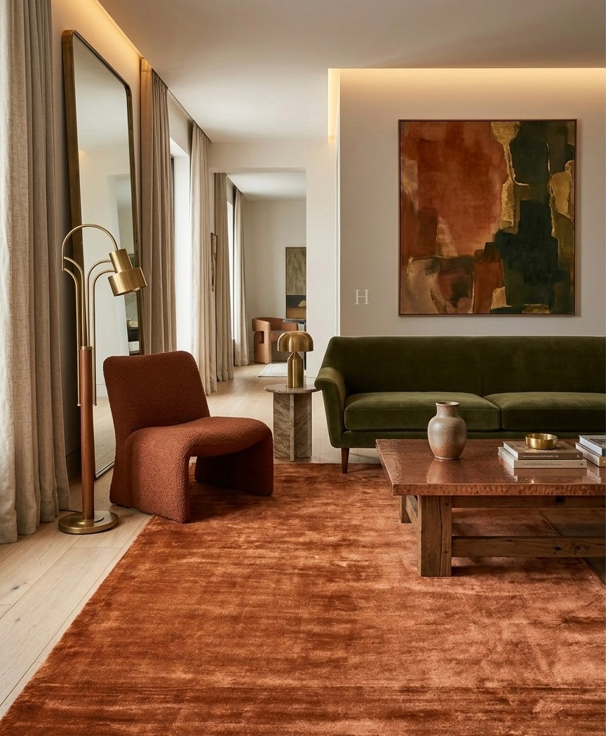 Copper Lustre Viscose Handtufted Rugs