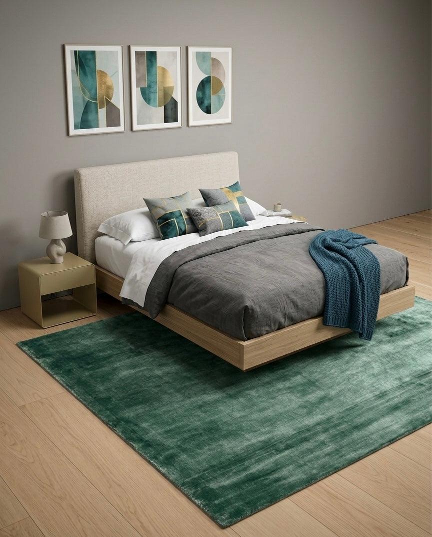 Emerald green Viscose Handtufted Rugs