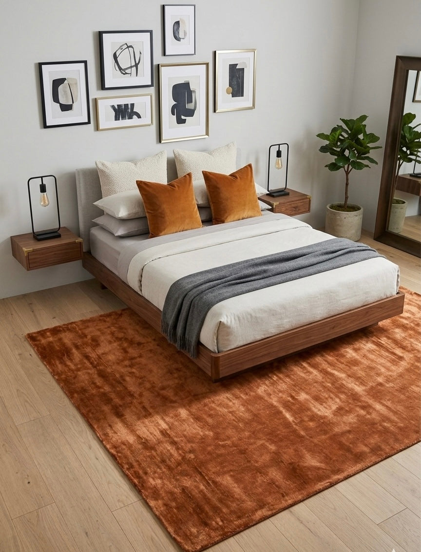 Copper Lustre Viscose Handtufted Rugs