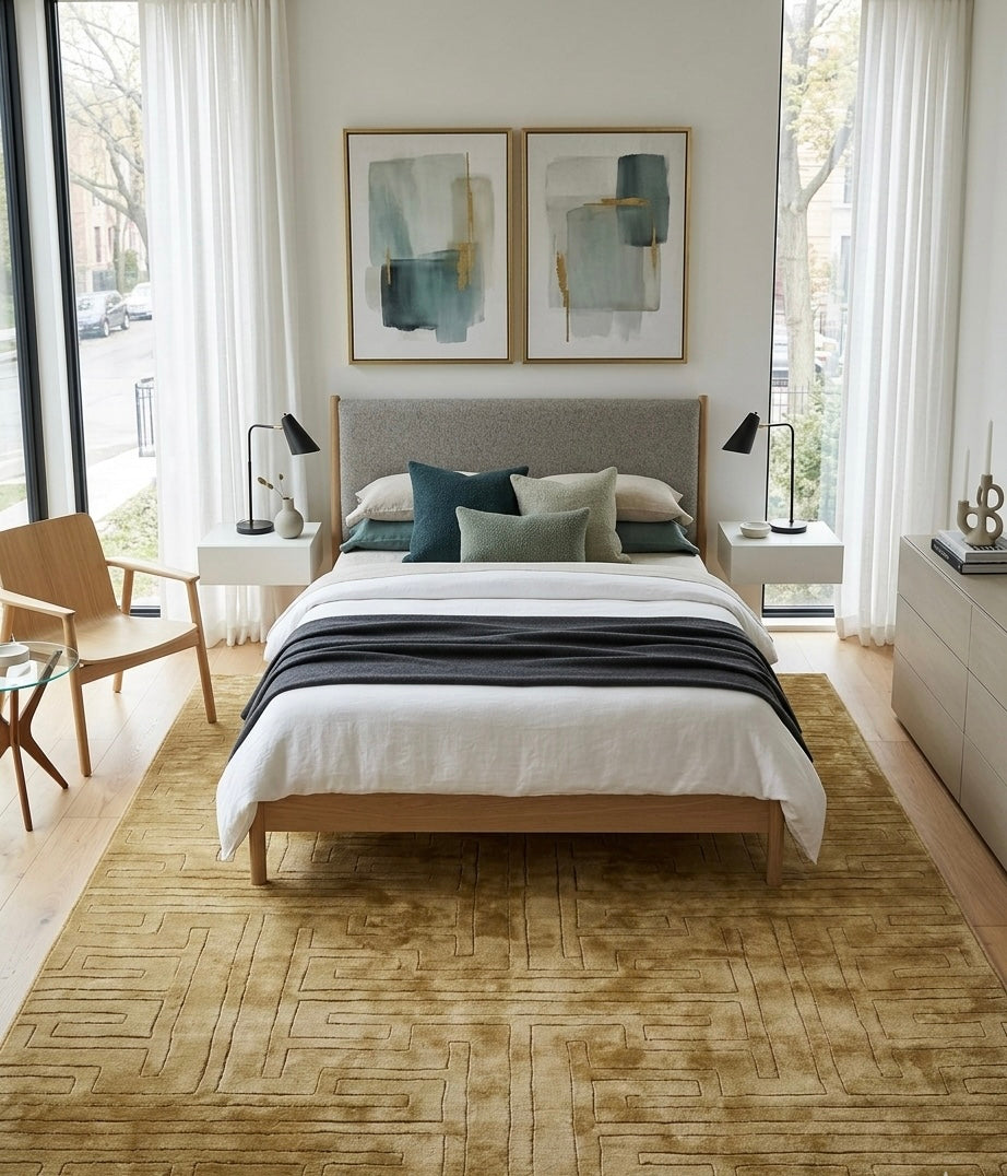 Golden Labyrinth Viscose Handtufted Rugs
