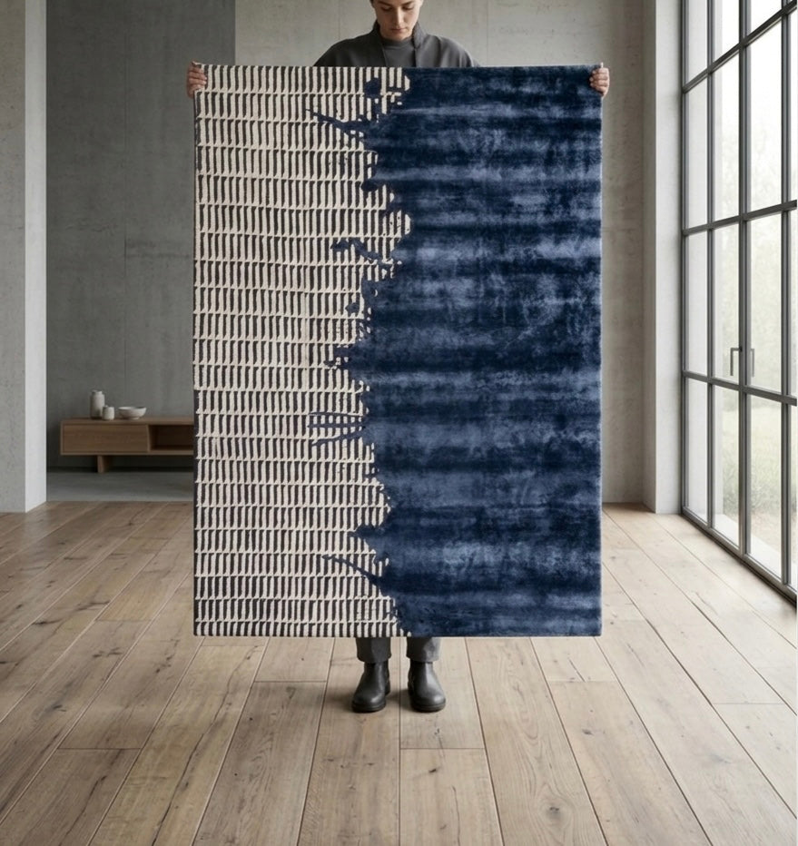 Indigo Incursion Viscose Handtufted Rugs