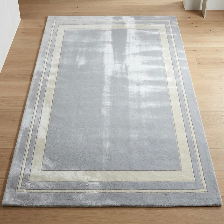 Silver Mist Bordered Handtufted Rugs