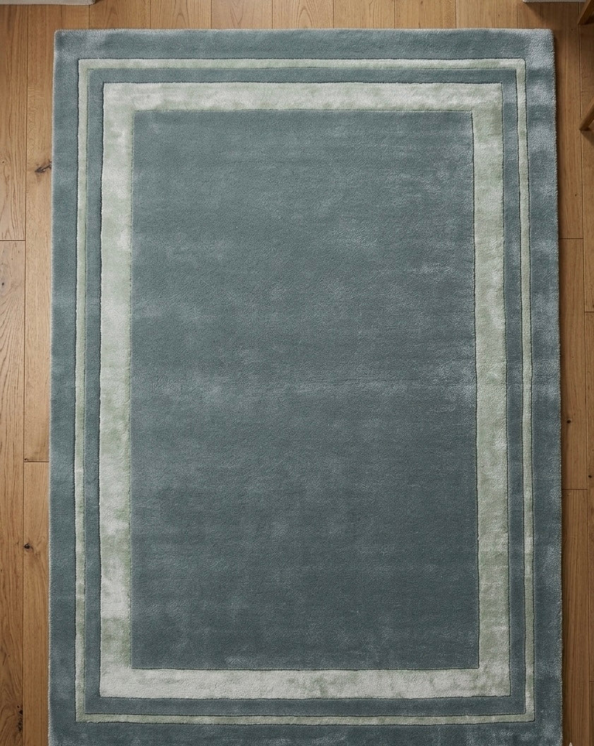 Slate & Sage Bordered Viscose Handtufted Rugs