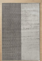 Slate & Sage Bordered Stripped Viscose Handtufted Rugs