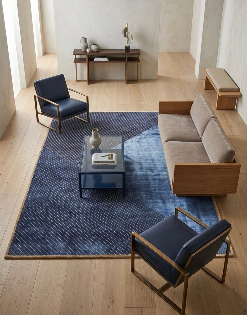Midnight & Steel Geometric Viscose Handtufted Rugs