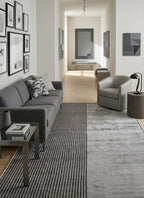 Slate & Sage Bordered Stripped Viscose Handtufted Rugs