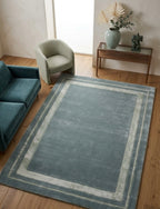 Slate & Sage Bordered Viscose Handtufted Rugs