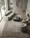 Modern Taupe Bordered Viscose Handtufted Rugs