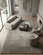 Modern Taupe Bordered Viscose Handtufted Rugs