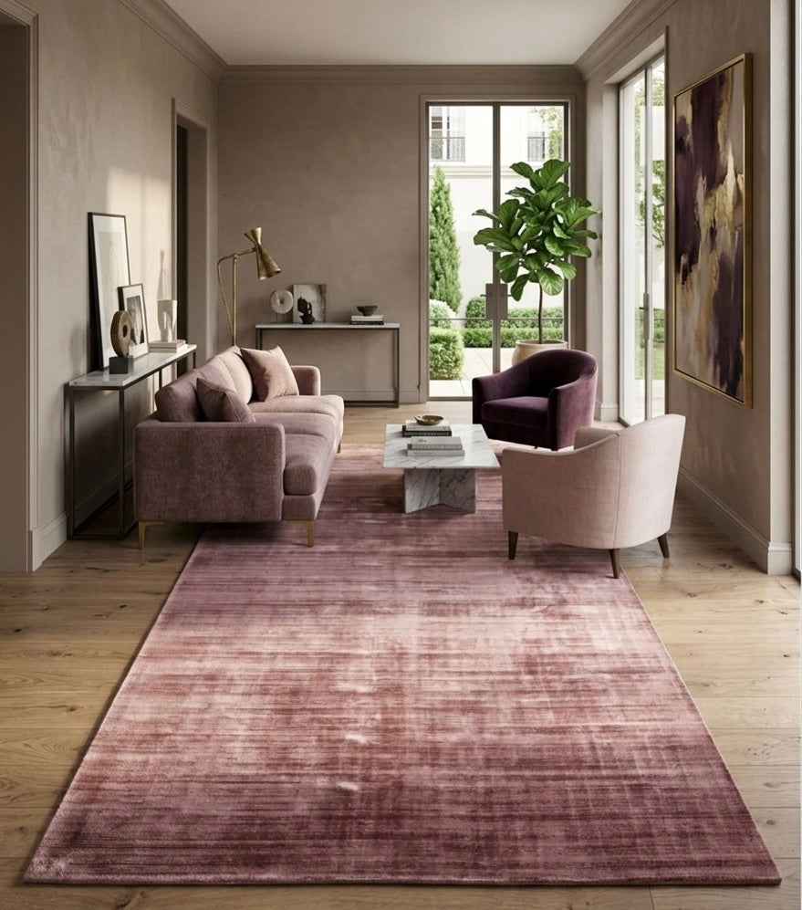 Dusty Rose Viscose Handtufted Rugs