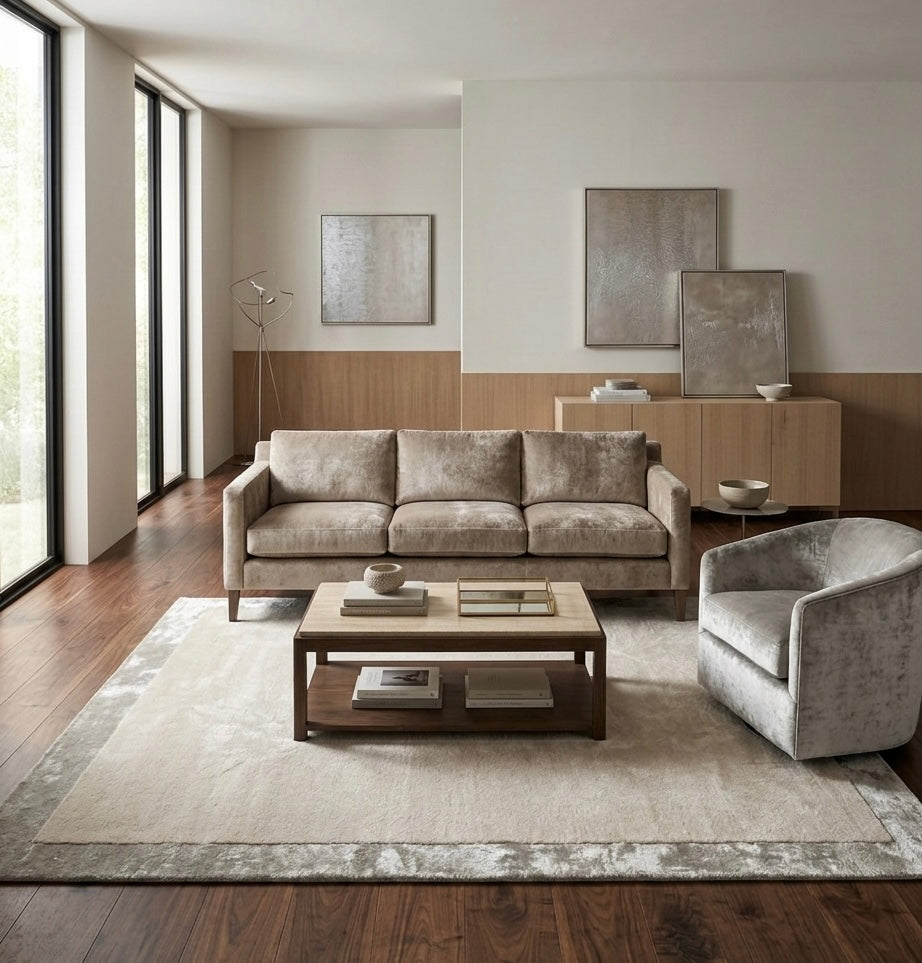 Minimalist Cream Viscose Handtufted Rugs